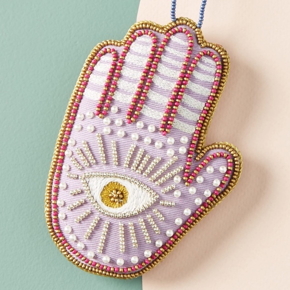 NWT Anthropologie Beaded Hamsa Christmas Ornament - Picture 1 of 4